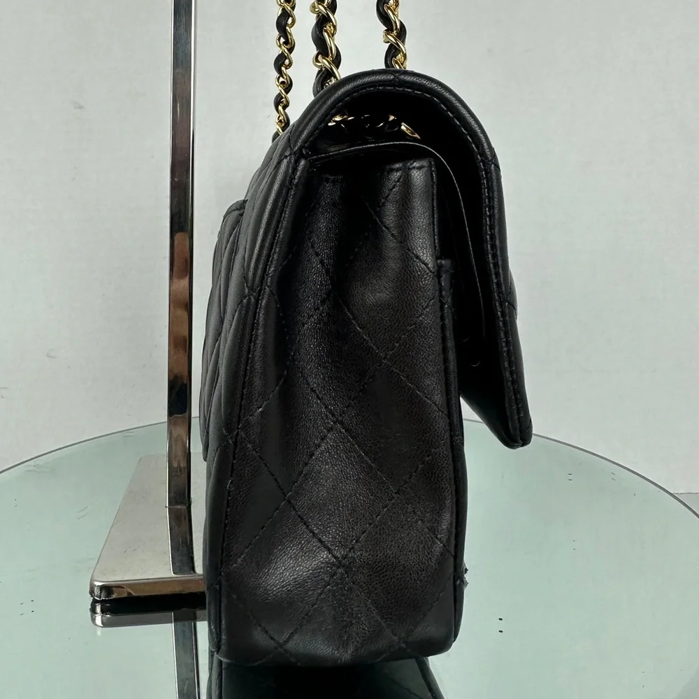 Chanel Medium Classic Double Flap Bag Black Lambskin 24KT Plated - Picture 4 of 13